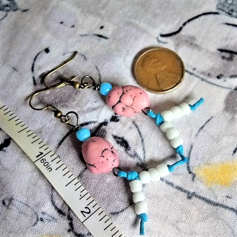 💗5 For $25💗 Ladies Pink Turquoise Earrings - Picture 2 of 3